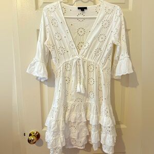 J. Crew Mini White Eyelet Cover-Up Dress